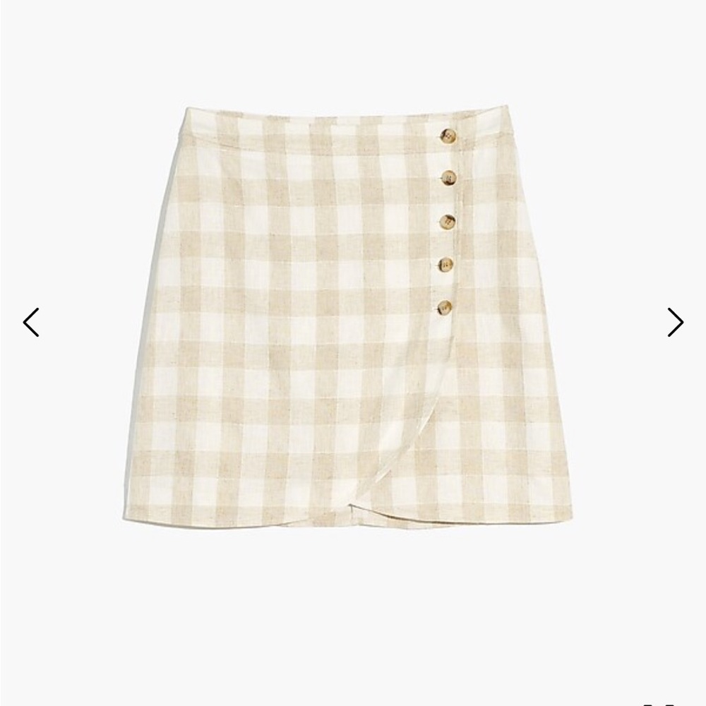 Madewell Beige and Cream Gingham Mini Skirt